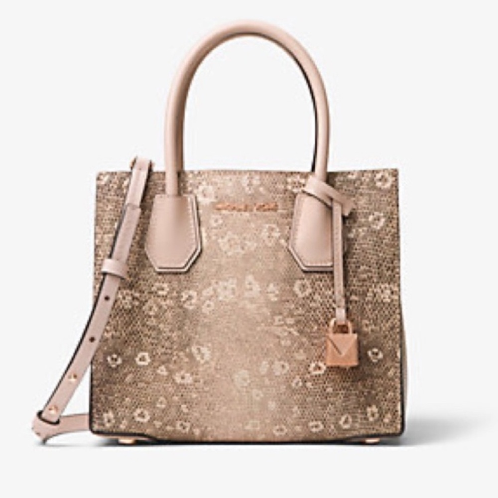 New Michael Kors Oyster Embossed Leather Medium Mercer Messenger Bag